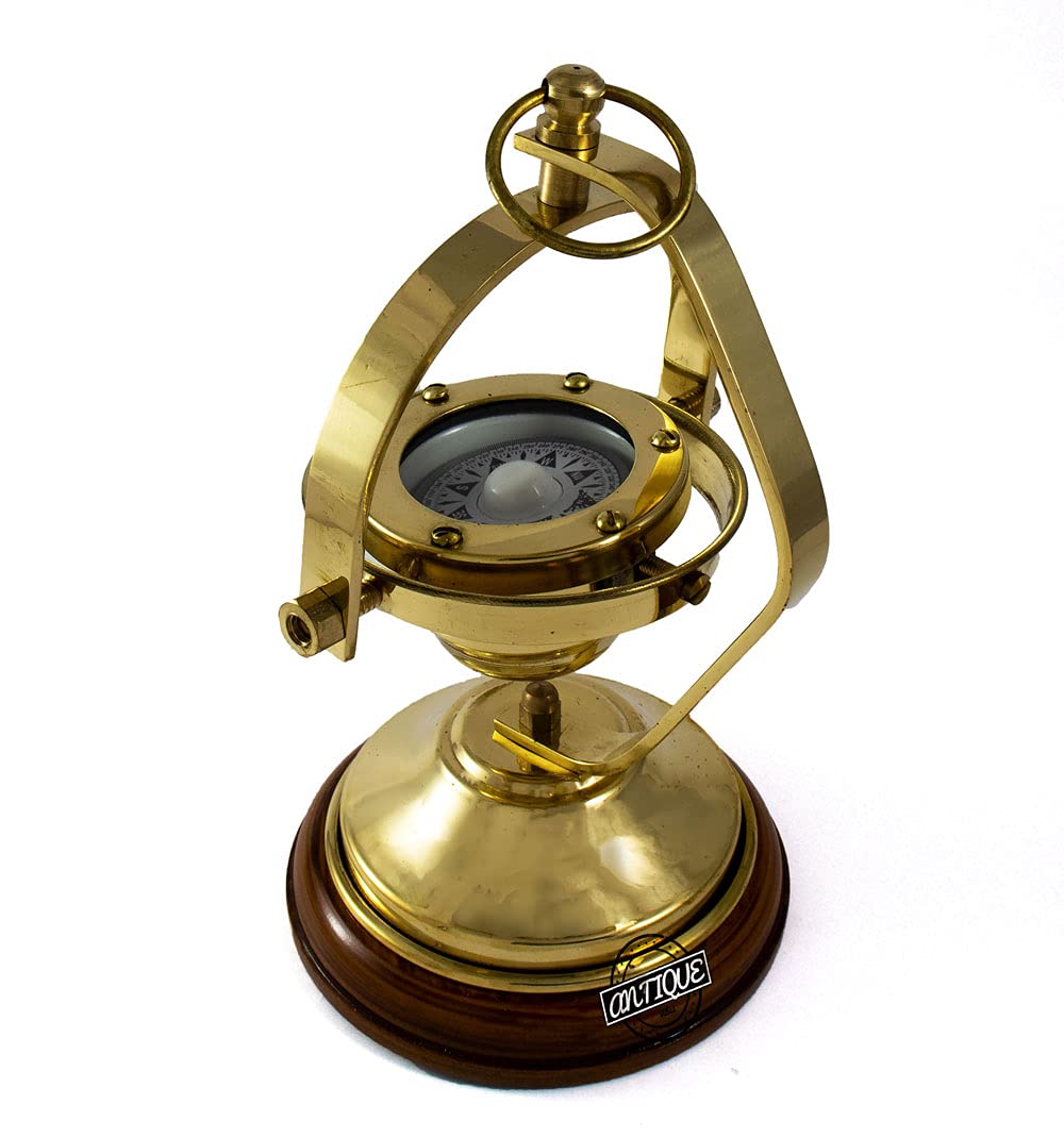 Brújula de latón con acabado de latón brillante para mesa/escritorio de regalo decorativo con brújula