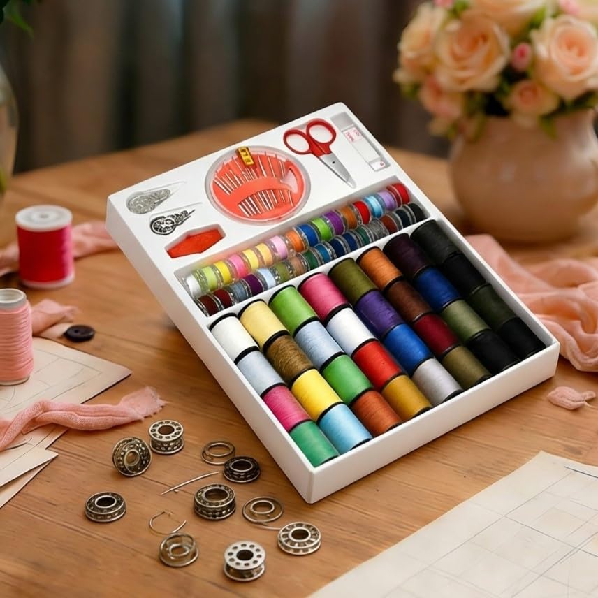 Kit de hilos para costura 64 pcs colores surtidos miniatura 1