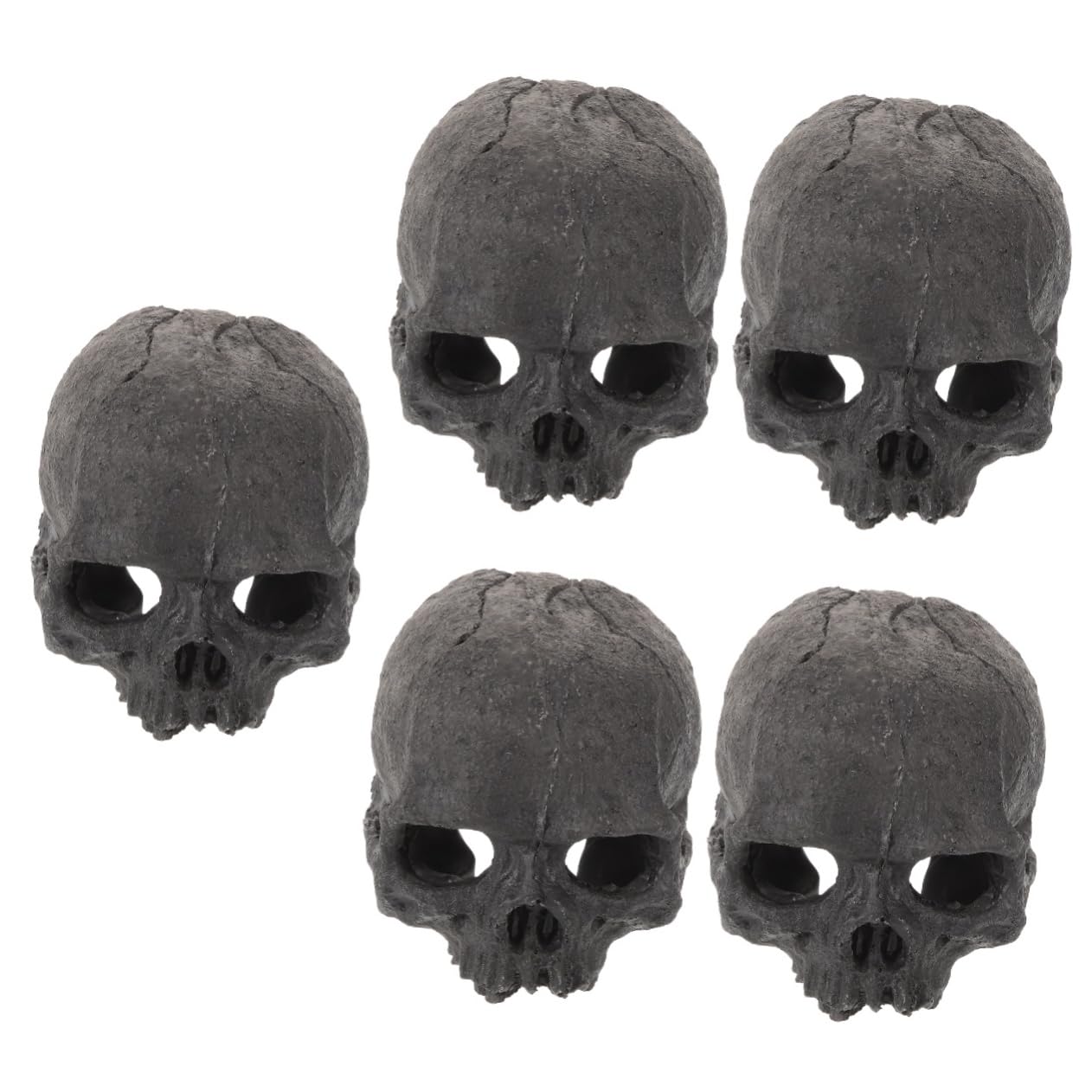 Toddmomy 5pezzi Decorazione Acquario Resina Forma di Teschio Ornamento per Pesci Rifugio per Rettili Design Realistico per Terrari e Acquari per Halloween
