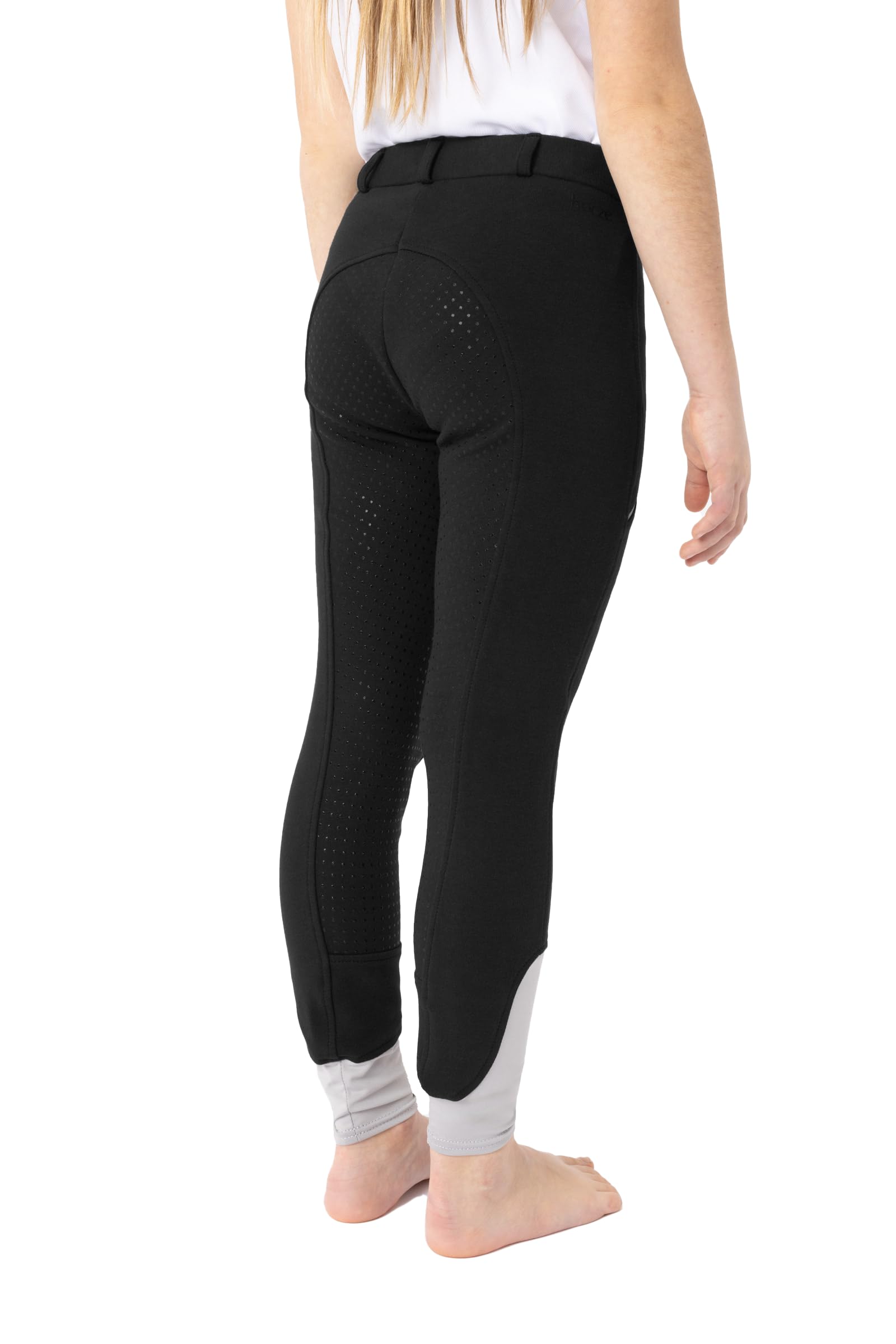 HORZE Felicia - Pantalones de equitación para niña con trabillas para cinturón, ribete completo y funda para teléfono móvil