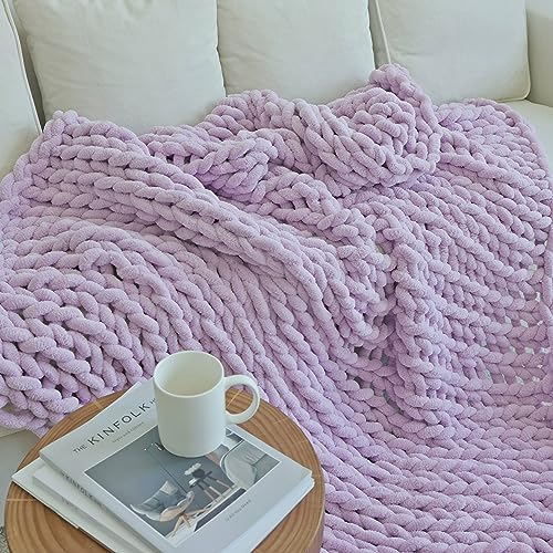 Maetoow Chenille-Decke mit grobem Strickmuster (101 x 127 cm), handgefertigt, warme und kuschelige Decke für Sofa, Bett, Dekoration… – Ansicht 6