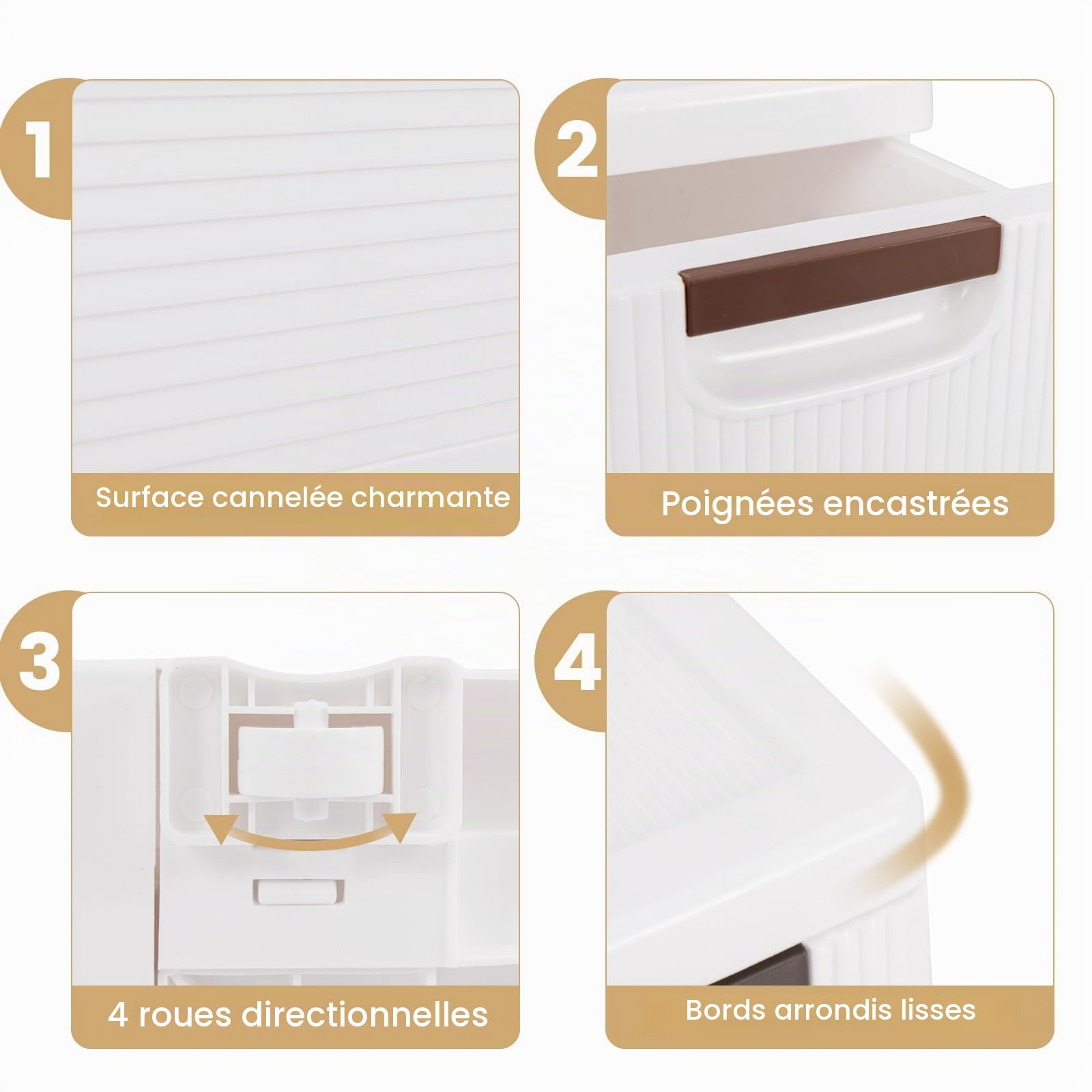 KOMFOTTEU Meuble de Rangement étroite avec Tiroirs, Colonne de Salle de Bain avec 4 Roulettes, Commode de Stockage Gain de Place, Plastique (5 Tiroirs, lot de 1, 42 x 19 x 91 cm)