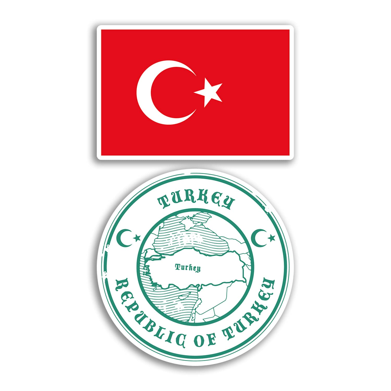 2 x 10cm Wide Turkey Vinyl Stickers - Turkish Map Holiday Adventure Travel Country Scrapbooking Gift #78670