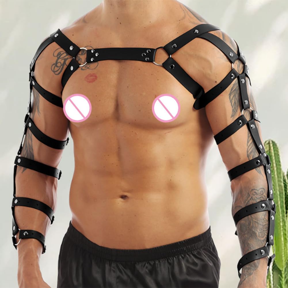 Hombre Arnés de Pecho Disfraz Punk Gótico Atractivo Chest Muscle Harness Clubwear