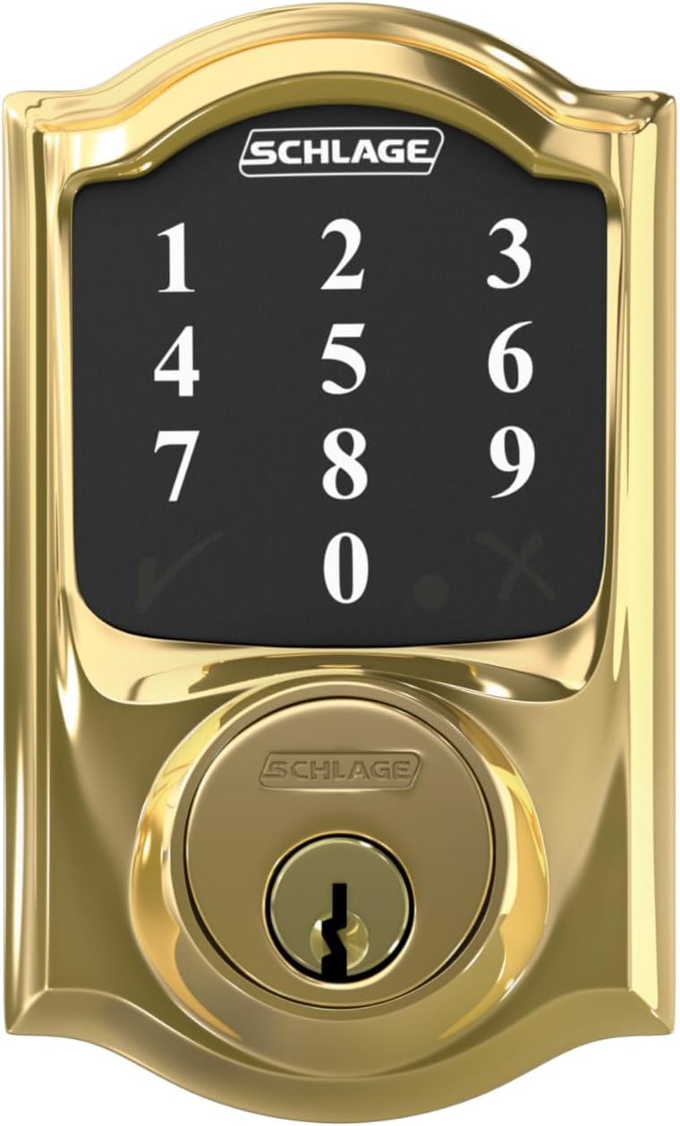 Schlage Lock Company BE468CAM605 Connect Camelot Touchscreen Deadbolt, Bright Brass