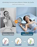 Vista 2 de Almohada cervical cervical para aliviar el dolor, almohada ergonómica para dormir de lado para apoyar el cuello, almohadas ortopédicas de espuma