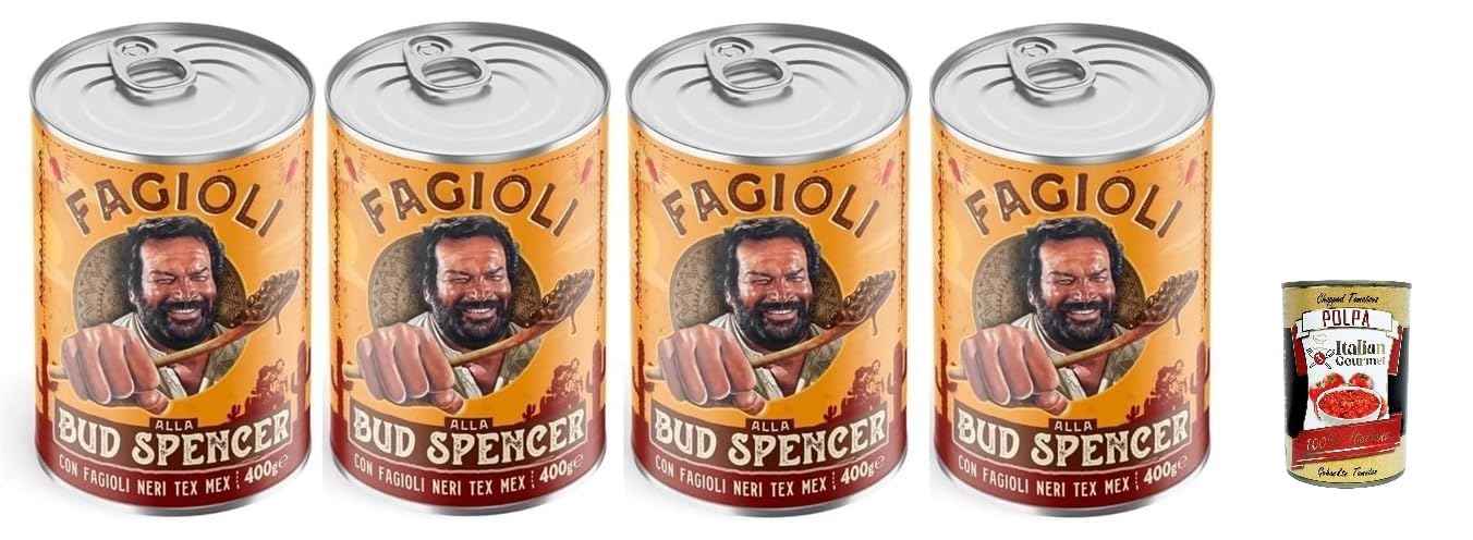 Fagioli alla Bud Spencer Tex Mex, Bud Power- Bud-Spencer-Tex Mex Bohnen fertig zum Probieren 4 x 400gr + Italian Gourmet polpa 400g
