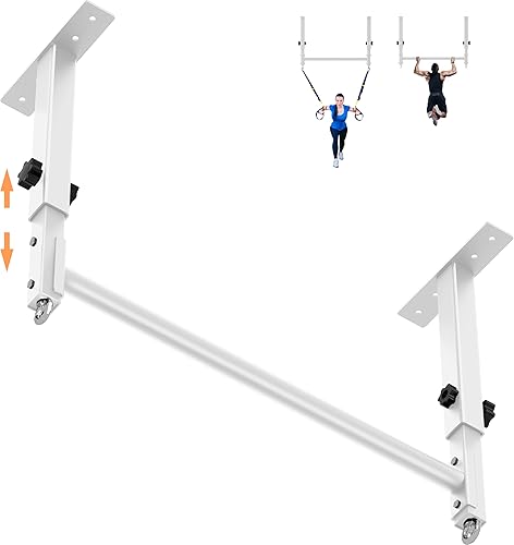 Barra de dominadas de montaje en techo de 48 pulgadas, barra de barbilla de agarre múltiple resistente para garajesótanopatio trasero, altura