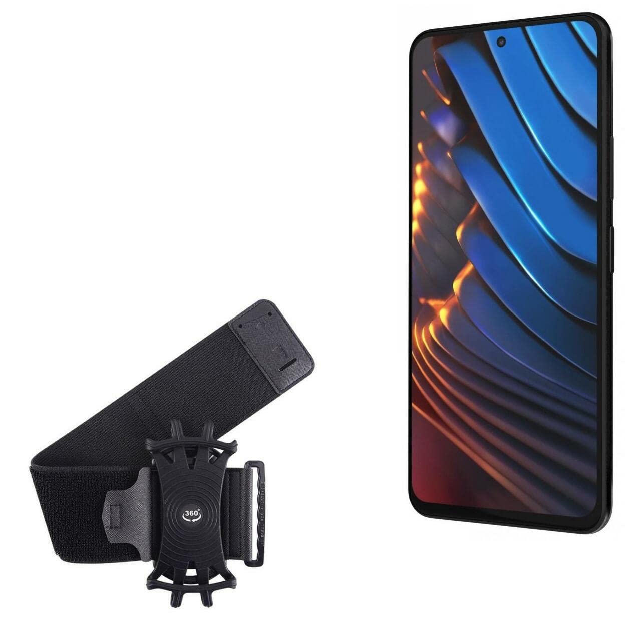 BoxWave Holster Compatible with Poco Xiaomi X3 GT - ActiveStretch Sport Armband, Adjustable Armband for Workout and Running - Jet Black