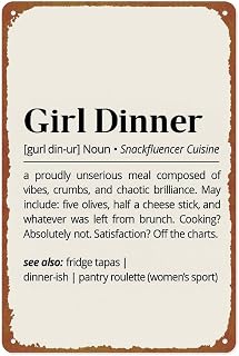 Girl Dinner Definition Posters Aluminum Metal Sign 8x12 Inch For Living Room Bedroom Bathroom Decoration