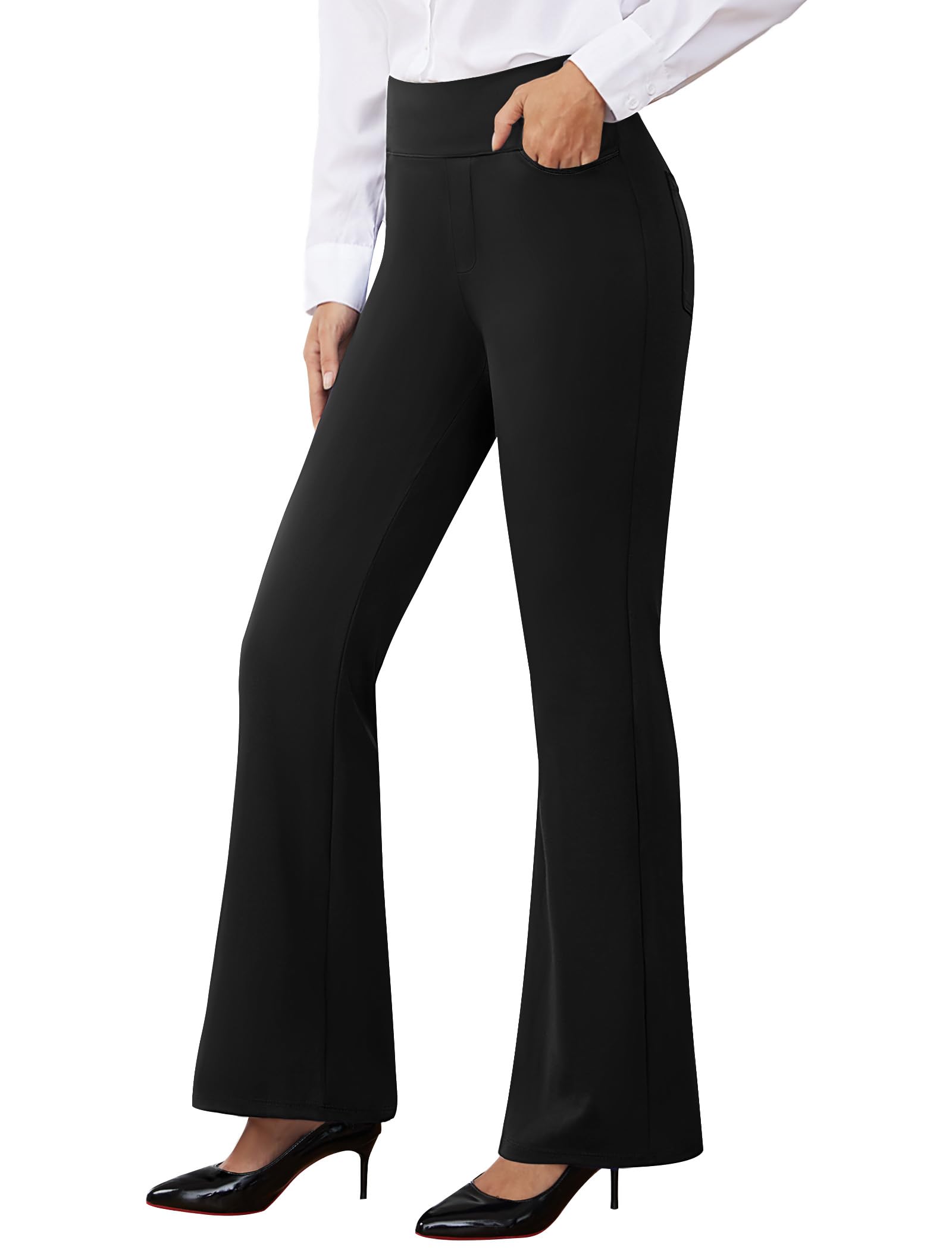 Womens Dress Pants Stretchy Work Pants Business Casual Slacks with 4 Pockets Pull On Office Trousers