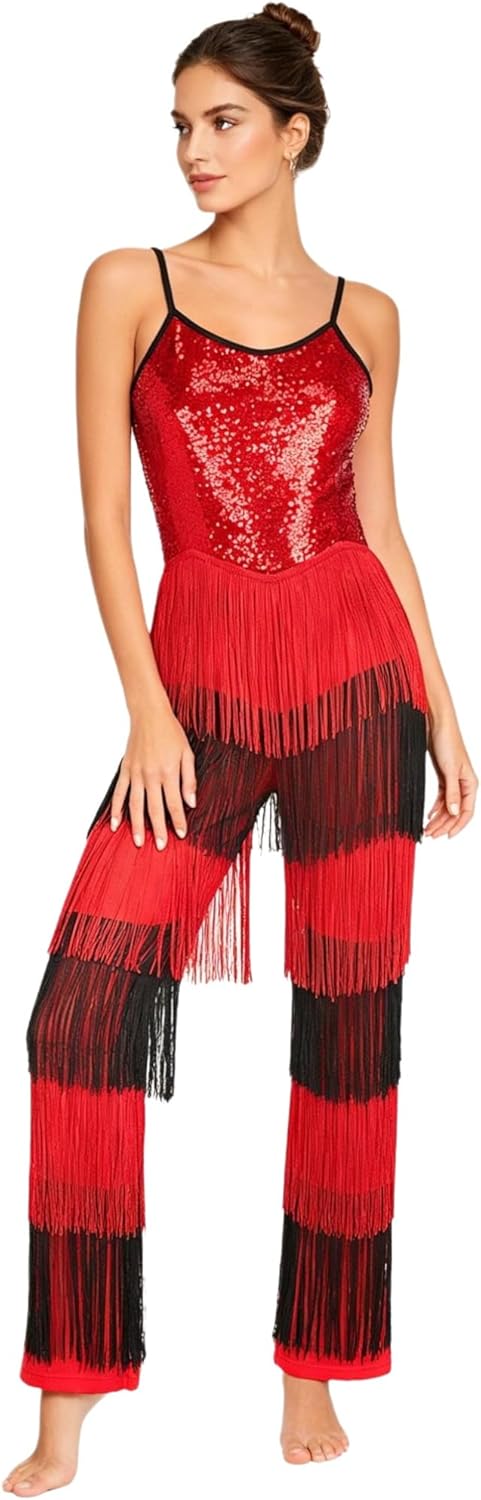 Sparkly Rompers for Women Dance Jumpsuit Retro 70s 80s Disco Wear Sleeveless High Waist One Piece Unitard