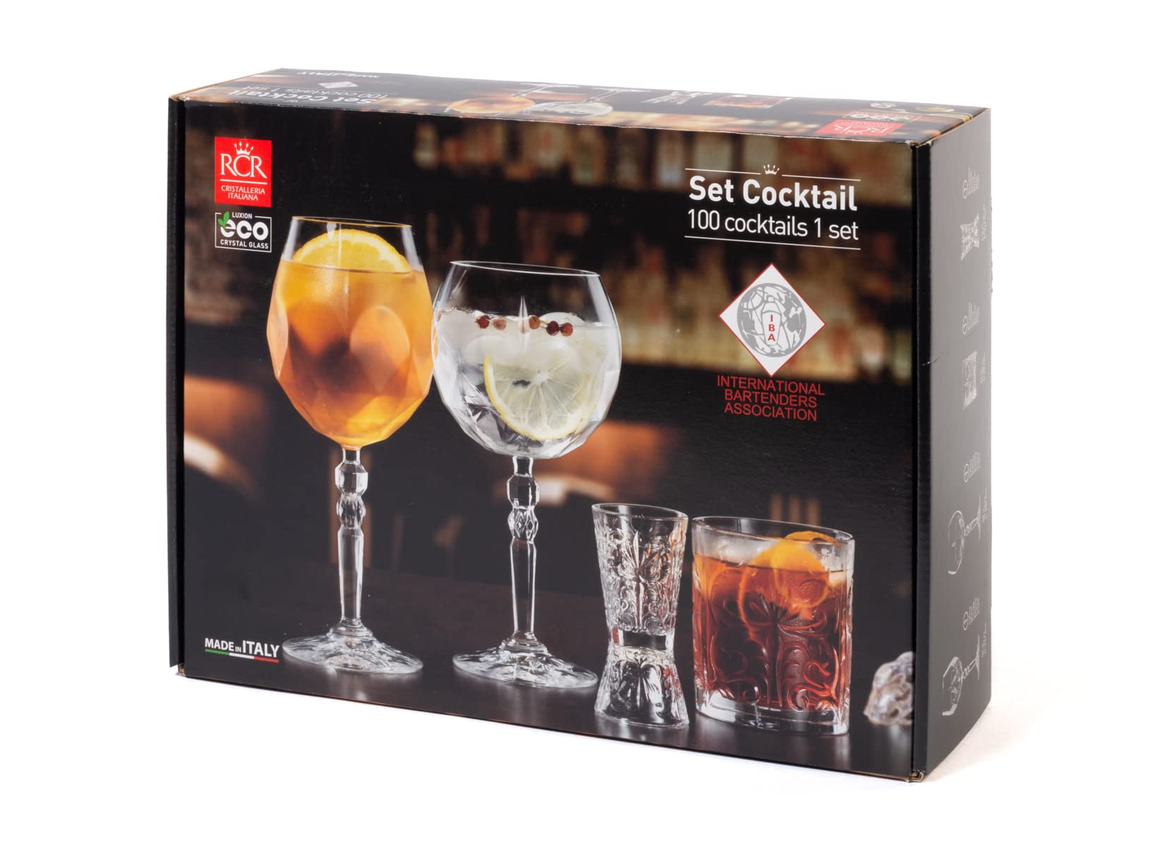 RCR Set Cocktail 4 Pezzi in Eco Cristal Glass Trasparente