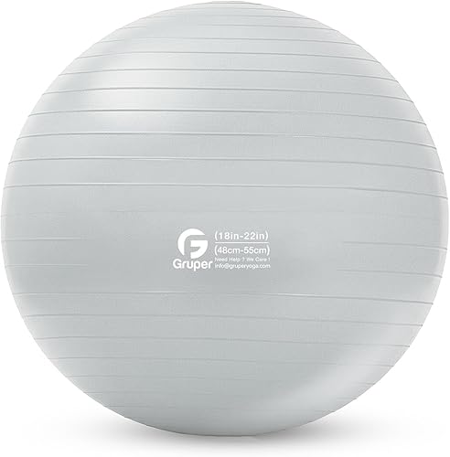 Gruper Pelota de yoga y pilates, pelota de gimnasio de 4 tamaños para fitness, yoga, entrenamiento, embarazo y terapia física, bomba rápida Plateado