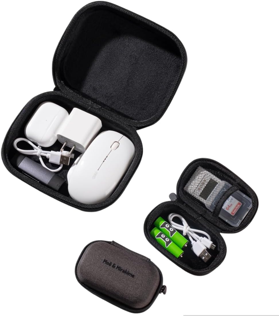 Moë & Mirakime Set of 3 Zipper Hard Case Organizer for Cables and Electronic Accessories, 2.5″ External Hard Drive Holder, Charger, Headphones, USB Flash Drives and SD Cards – 1 Large + 2 Small