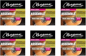 Magma Classical Guitar Strings Medium Tension Tension - Assemble Classic Acoustic String Set - Crystal Nylon 1° & 2°, Fluorocarbon 3°, and Silver Plated Copper 4°, 5°, and 6° (GC110A) - 6 Sets