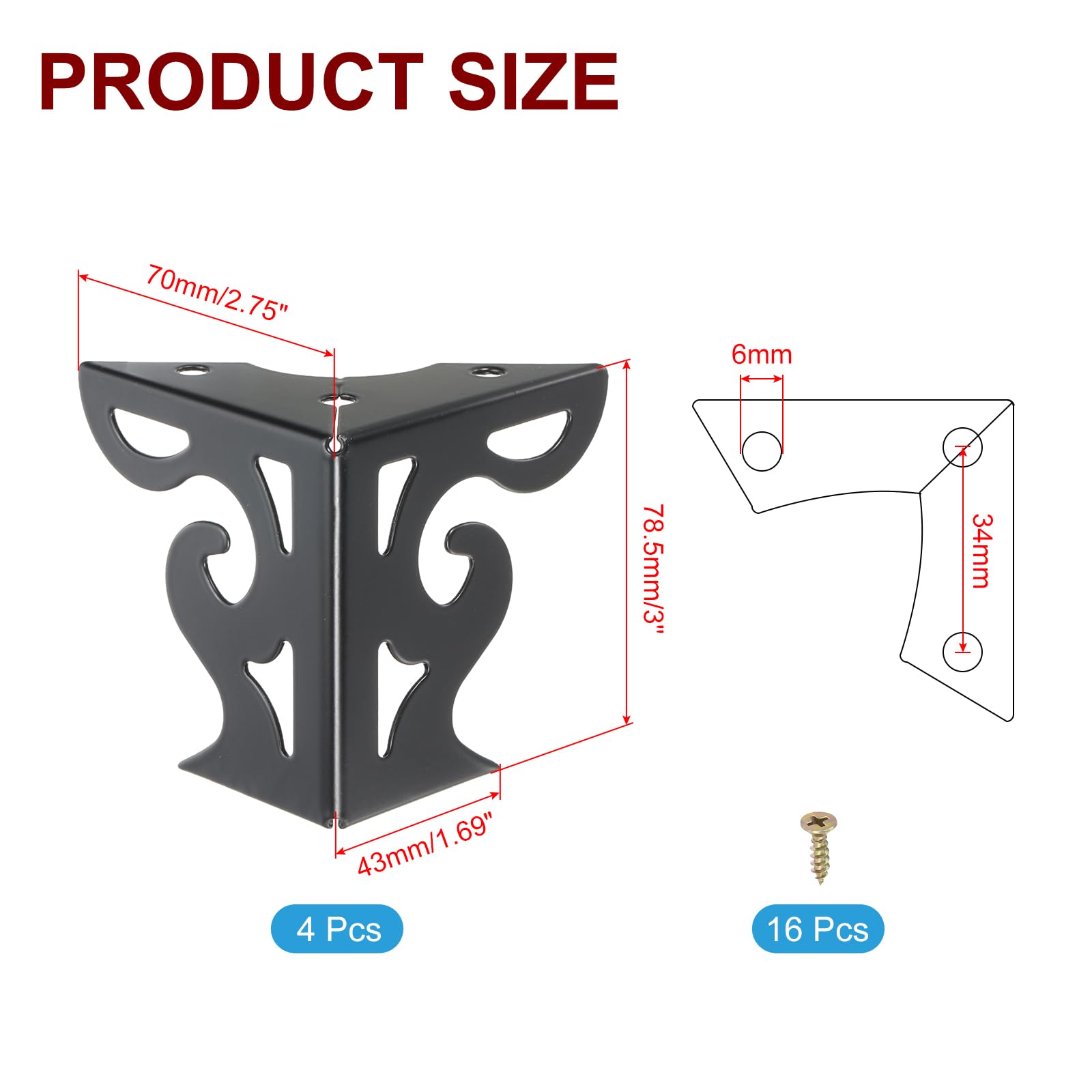 PATIKIL 3 Inch Hollow Out Furniture Legs - Image 2
