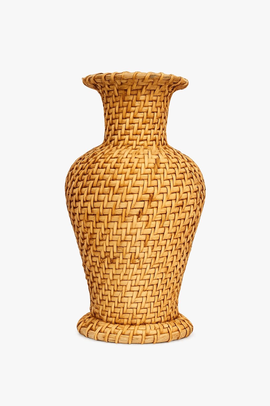 Handcrafted Rattan Vase for Home Decor | Decorative Wicker Flower Vase | Natural Cane Vase for Living Room, Bedroom, Office & Table Decoration | Boho Farmhouse Decorative Vase | 15 x 15 x 30 cm-image-14