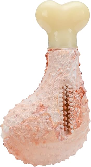 Avont Dog Chew Toys for Aggressive Chewers Medium Large Dogs, Durable Tough Indestructible Rubber and Nylon Teething Toys with Chicken Flavor -Salmon