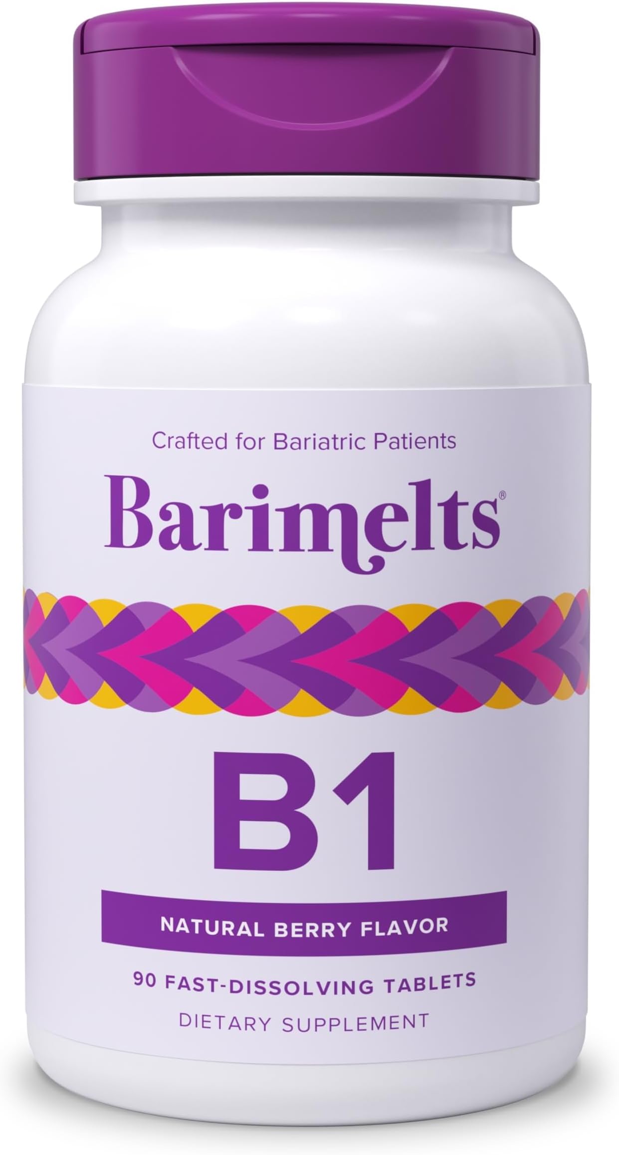 BariMelts Vitamin B1, 90 Fast-Dissolving Tablets (3-Month Supply), Sugar-Free Bariatric Vitamins for Women, Natural Berry Flavor​