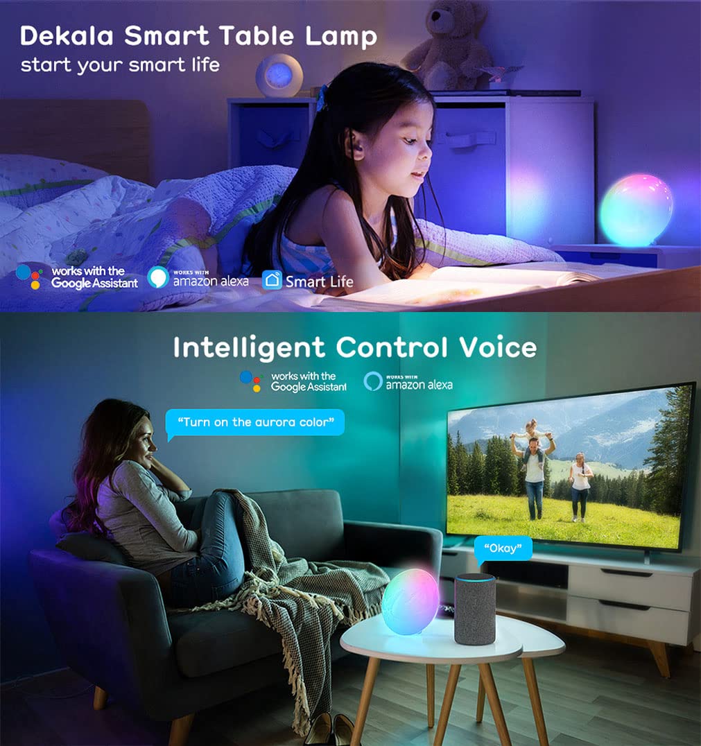 Lampade da tavolo LED dimmerabili con luce notturna RGB con temporizzazione Lampada da comodino compatibile con Alexa e Google Assistant Lampada da scrivania per arredamento camera da letto soggiorno