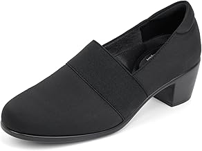 VJH confort Women’s Heeled Shoes, Comfortable Elastic Low Block Chunky Heels Pumps