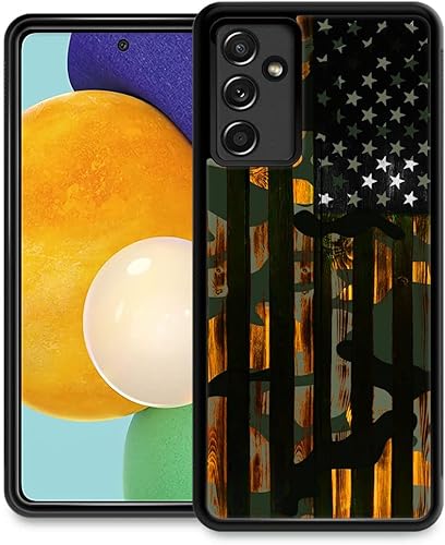 DJSOK Funda compatible con Samsung Galaxy A14 5G, diseño de bandera de árbol de camuflaje de lujo para hombres, niños y niñas, doble capa, a prueba