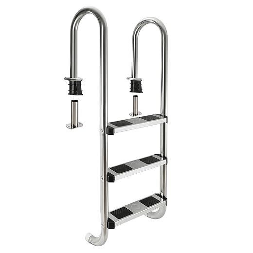 Arebos – Acero Inoxidable Escalera Para Piscina De | 3 O 4 Peldaños | Con Antirutschpads En Los Peldaños