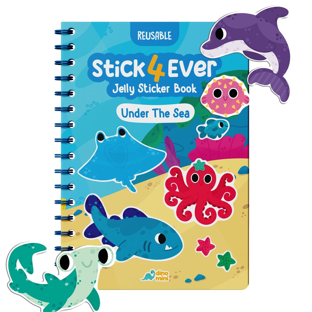 Stick4Ever Jelly Sticker Book® – dla dzieci – wodoodporna, łatwa do czyszczenia, wielokrotnego użytku książka z naklejkami dla małych dzieci – wielokrotnego użytku zajęcia na podróż dla dzieci