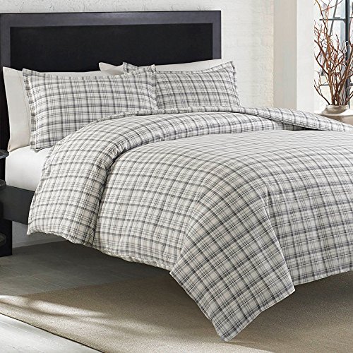 Buy Eddie Bauer 216217 Beacon Hill Flannel Duvet Cover Set, King, Gray