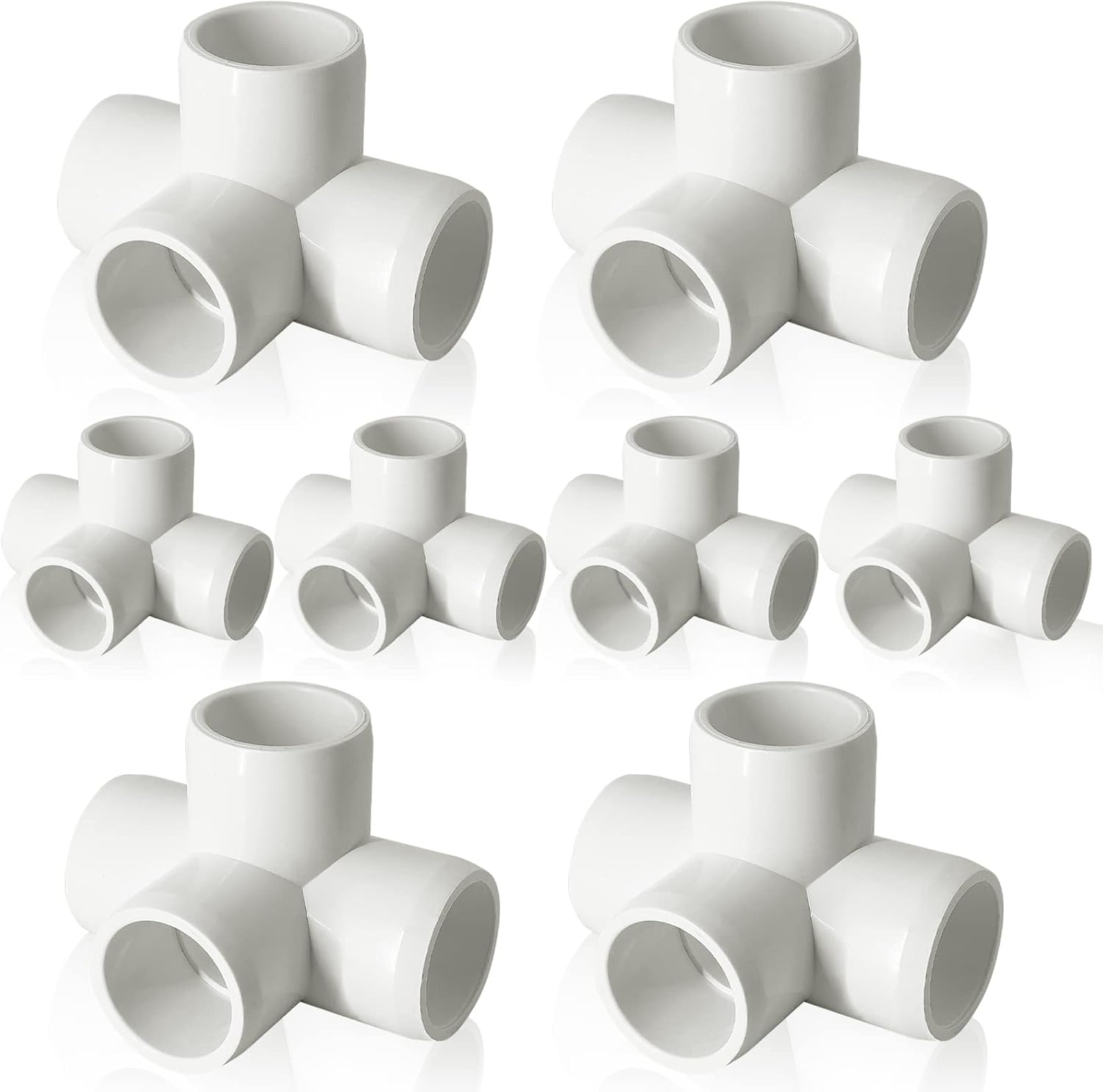 4 Way White PVC Fitting Elbow, 11/4’’ 8Pcs SCH40 PVC Elbow Side Outlet