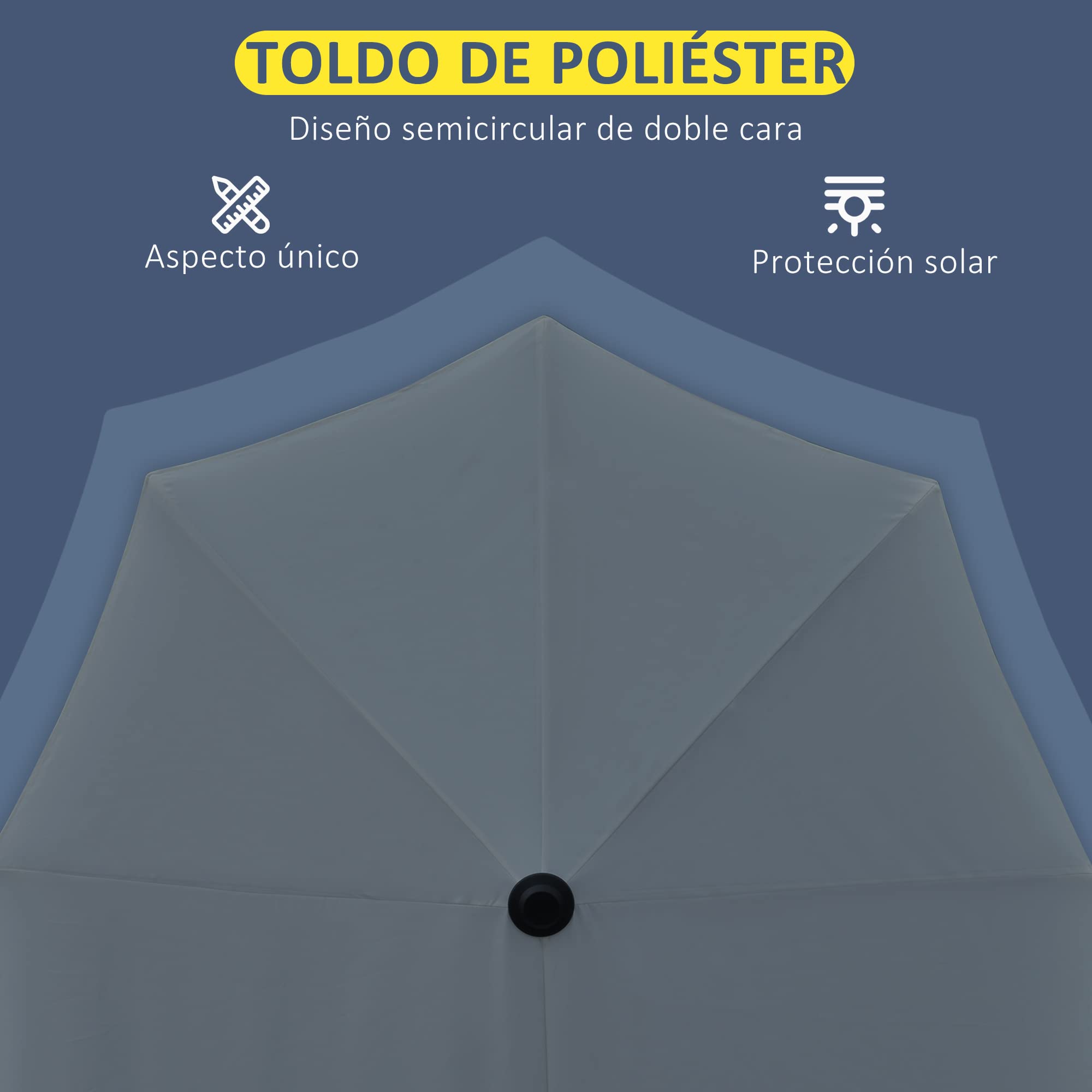Outsunny Sombrilla de Pared Jardín con Manivela 200x190x240 cm | Parasol de Terraza, Poste de Acero, Base Cruzada, Anti-UV, para Terraza Balcón