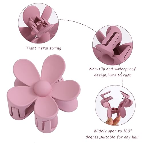 Miniatura 10 de 6 pinzas para el pelo de flores mate, pinzas grandes para mujer, cabello grueso, pinzas de pelo grandes y lindas con margaritas, agarre fuerte