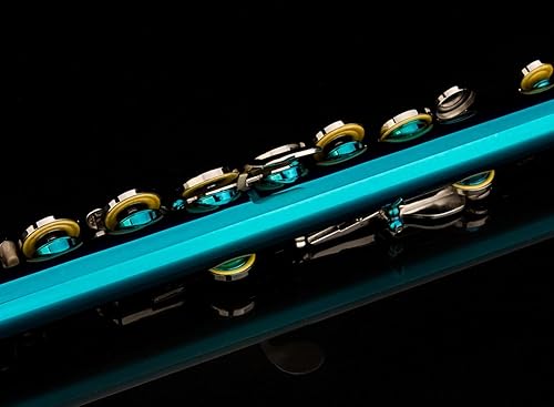 Miniatura 6 de Flauta Glory Closed, agujero c, flauta con funda, varilla de entonado y gamuza, con grasa y guantes, Azul Sea