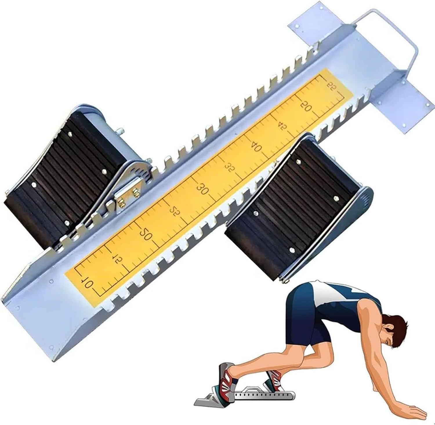 Athletics Plastic Runway Starting Block, 6 Adjustable Angles Pedals&Size: 64 * 33cm&Strong Anti Slip Grip, for Training Equipment in Schools Training Fields Parks