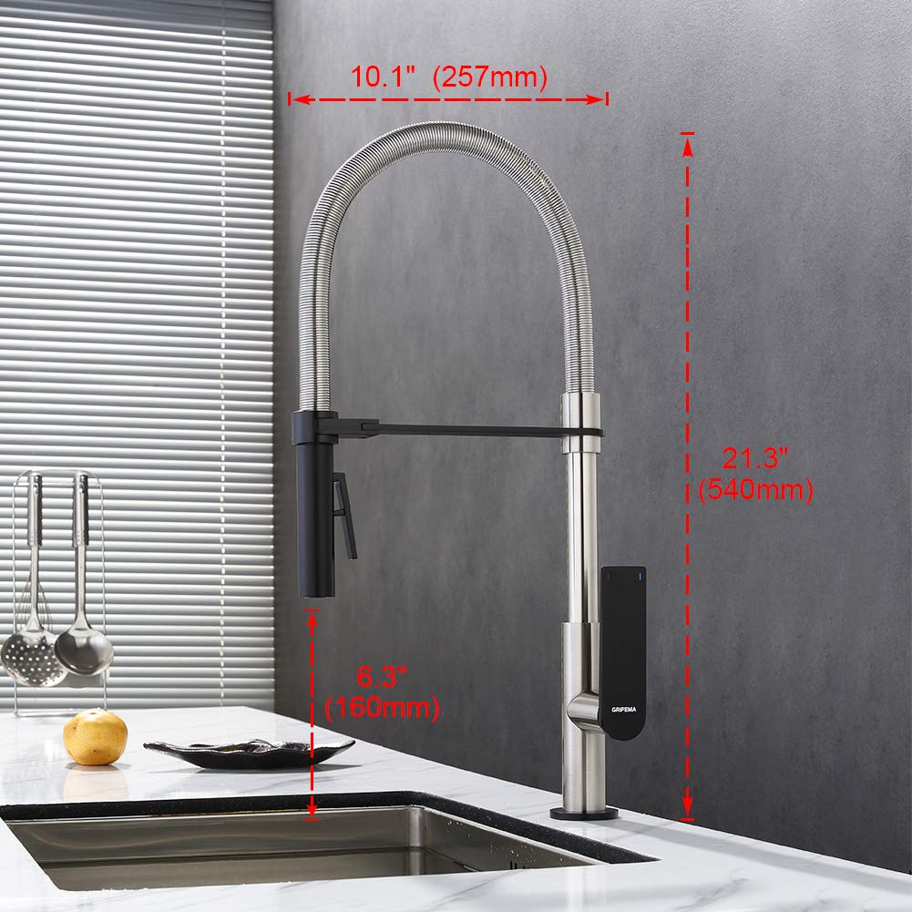 GRIFEMA G14001A Grifo cocina flexible, Gris, 3/8 de pulgada