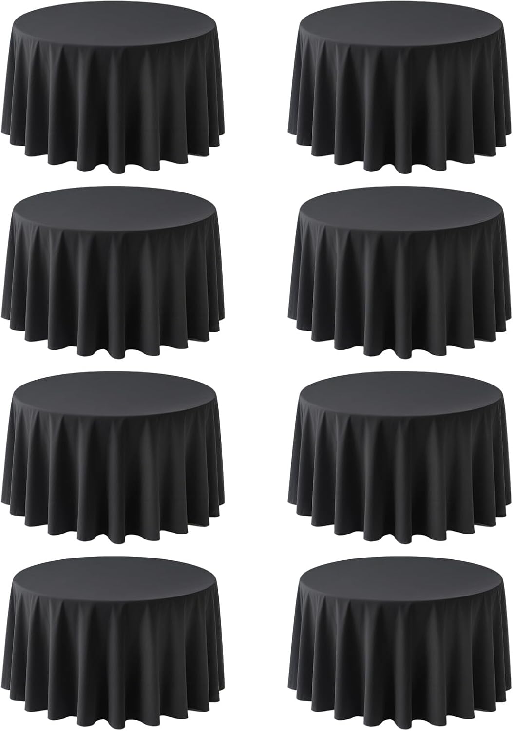 8 Pack Round Tablecloth 120 Inch Cloth Black Tablecloth for Round Tables, Washable Polyester Table Cloth Stain and Wrinkle Resistant Decorative Table Cover for Wedding Party Dining Banquet Black 8 Pack - 120 Inch Round