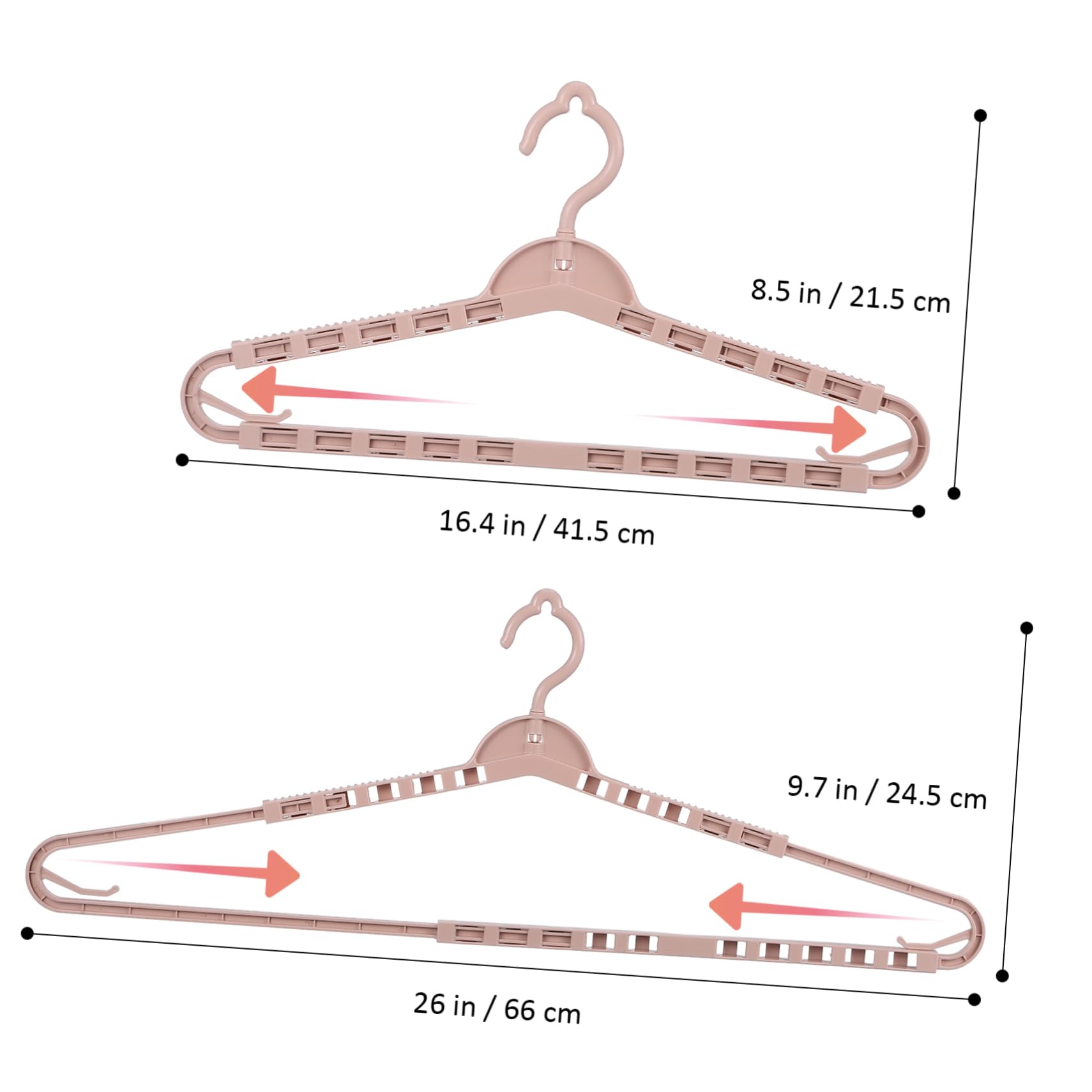 MAGICLULU Set da 8 Grucce Retrattili Regolabili in Pp Rosa, Appendiabiti Multiuso Salvaspazio Design Elegante per Armadio e Abbigliamento