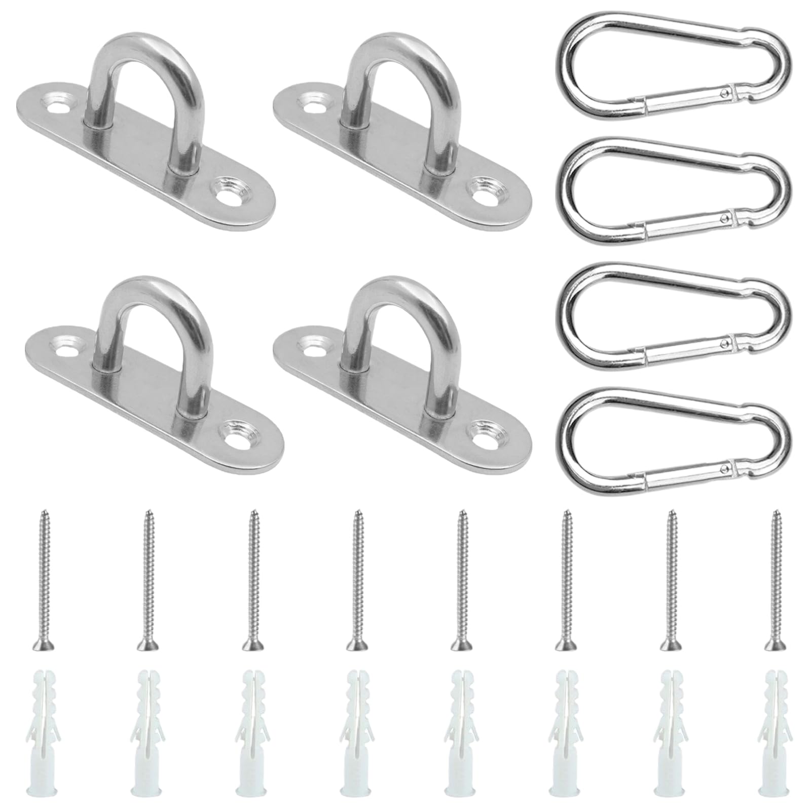 4 Pezzi Gancetti Con Vite, Piastre per Occhielli in Acciaio Inox, Gancio Soffitto, Placca Occhiello Eye Piastra, Gancio da Muro Piastra, per Yoga Altalene Amache Tendalino