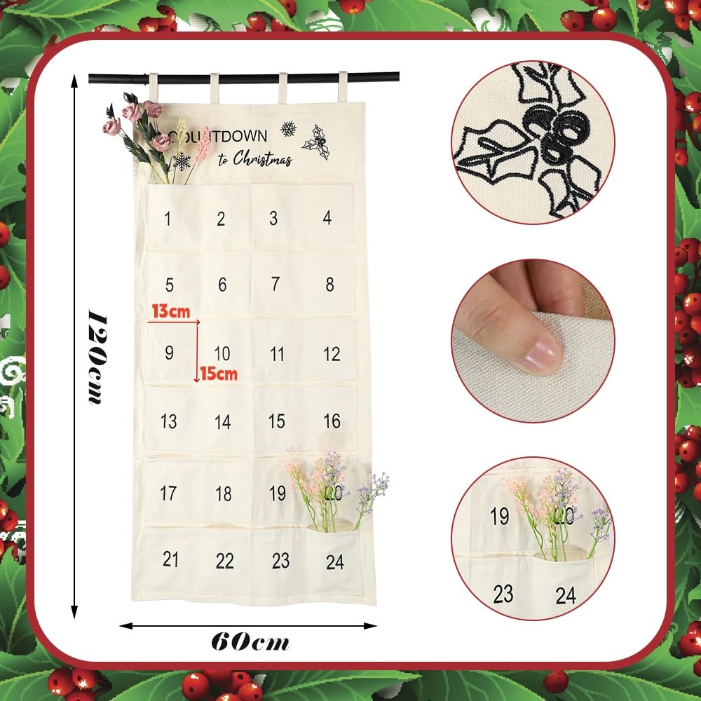 AFXXE Calendrier De L Avent A Remplir Soit Meme, Calendrier De Lave A Faire Soi Meme Tissu Diy Pour Enfant Pochette Calen Amz B
