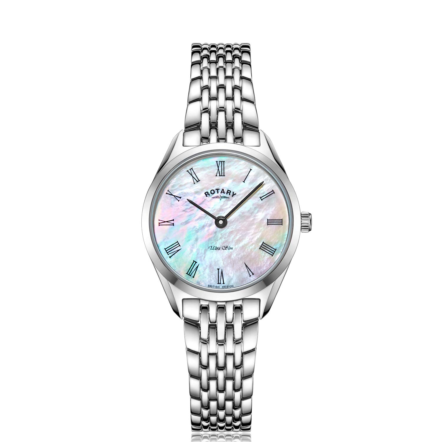 Rotarywomens Ultra Slim Watch With Stainless Steel Strap And