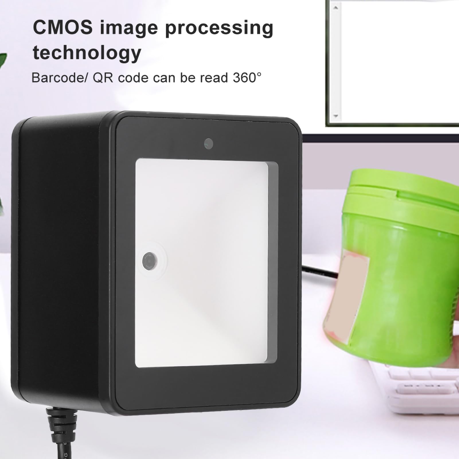 Yosoo Health Gear Barcode Scanner na Biurko, CMOS 640x480, 500 Skanów na