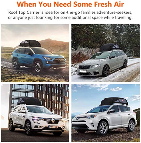 Sailnovo Rooftop Cargo Carrier, Car Roof Bag 20 Cubic Feet Waterproof Car Top Carrier Vehicle Softshell Rooftop Carriers, For All Cars With/Without Rack With 8 Reinforced Straps, Storage Bag #TOP6