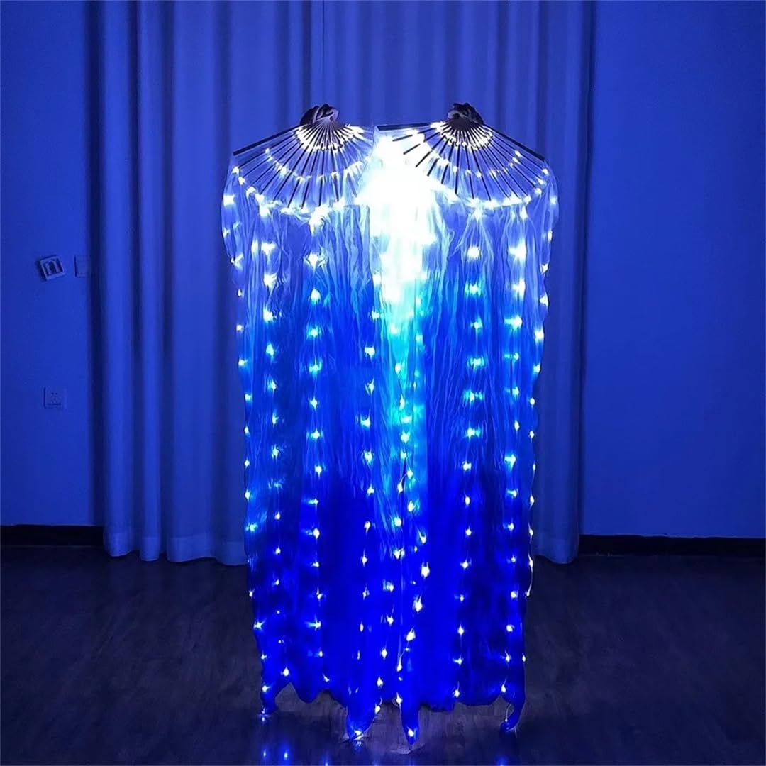 Wjnvfioo Seta Led Luce Arcobaleno Piegare Fan Danza Del Ventre Stage Performance Party Cosplay Spettacoli Nightculb Accessori
