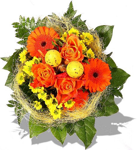 Composition florale de Pâques haut de gamme et son écrin de douceurs