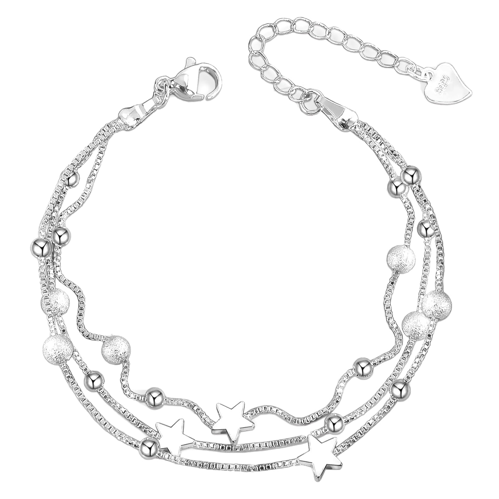 Vayrihom Silber 925 Armband für Damen Frauen Stern 3-Lagige