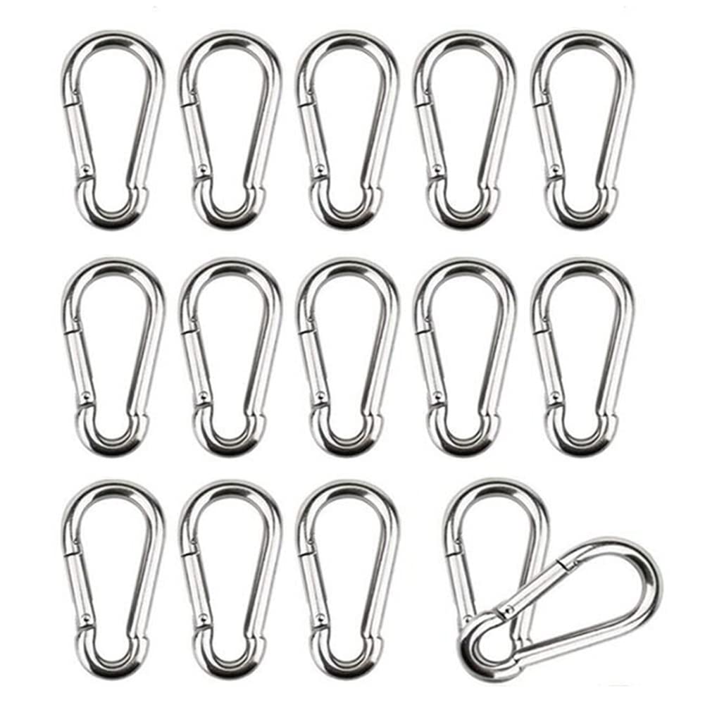 16 Pezzi Moschettone M4 Moschettoni Acciaio Inox 304 Moschettoni Piccoli Fibbia a Molla Gancio Adatto per Corde Ganci per Catene Accessori da Campeggio per Tende da Sole 40 x 4mm