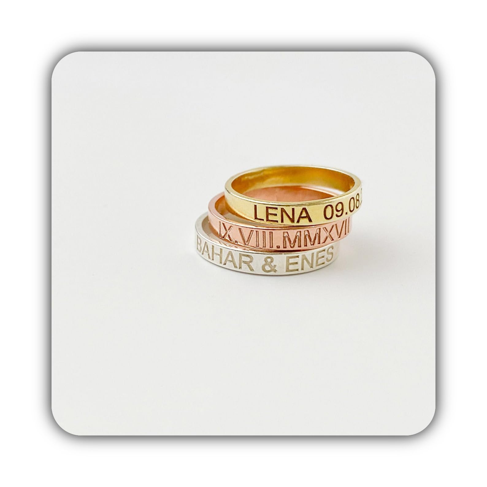 Personalisiert Sterlingsilber Namensring stapelbar Mütter Schmuck