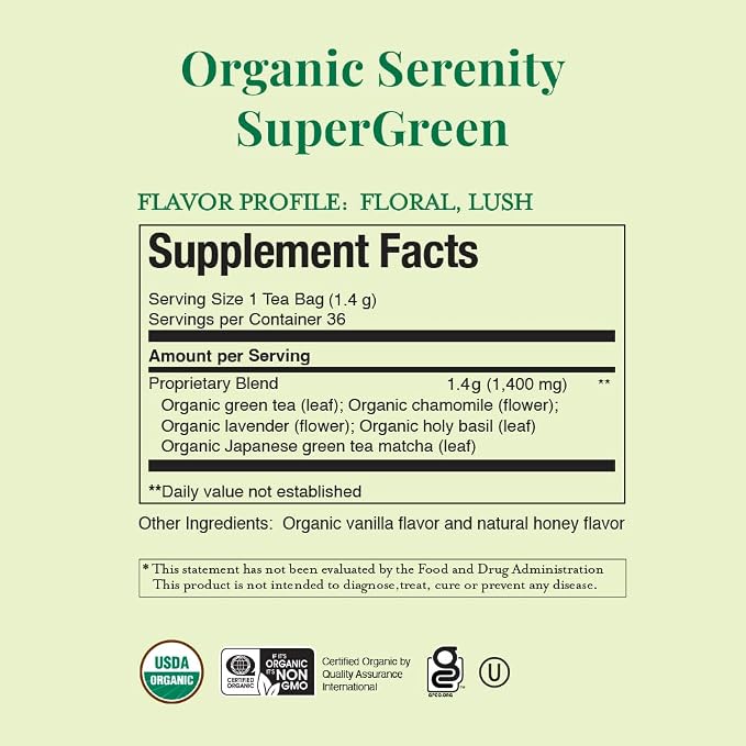 Té Serenity Supergreen orgánico 36 saquitos miniatura 2