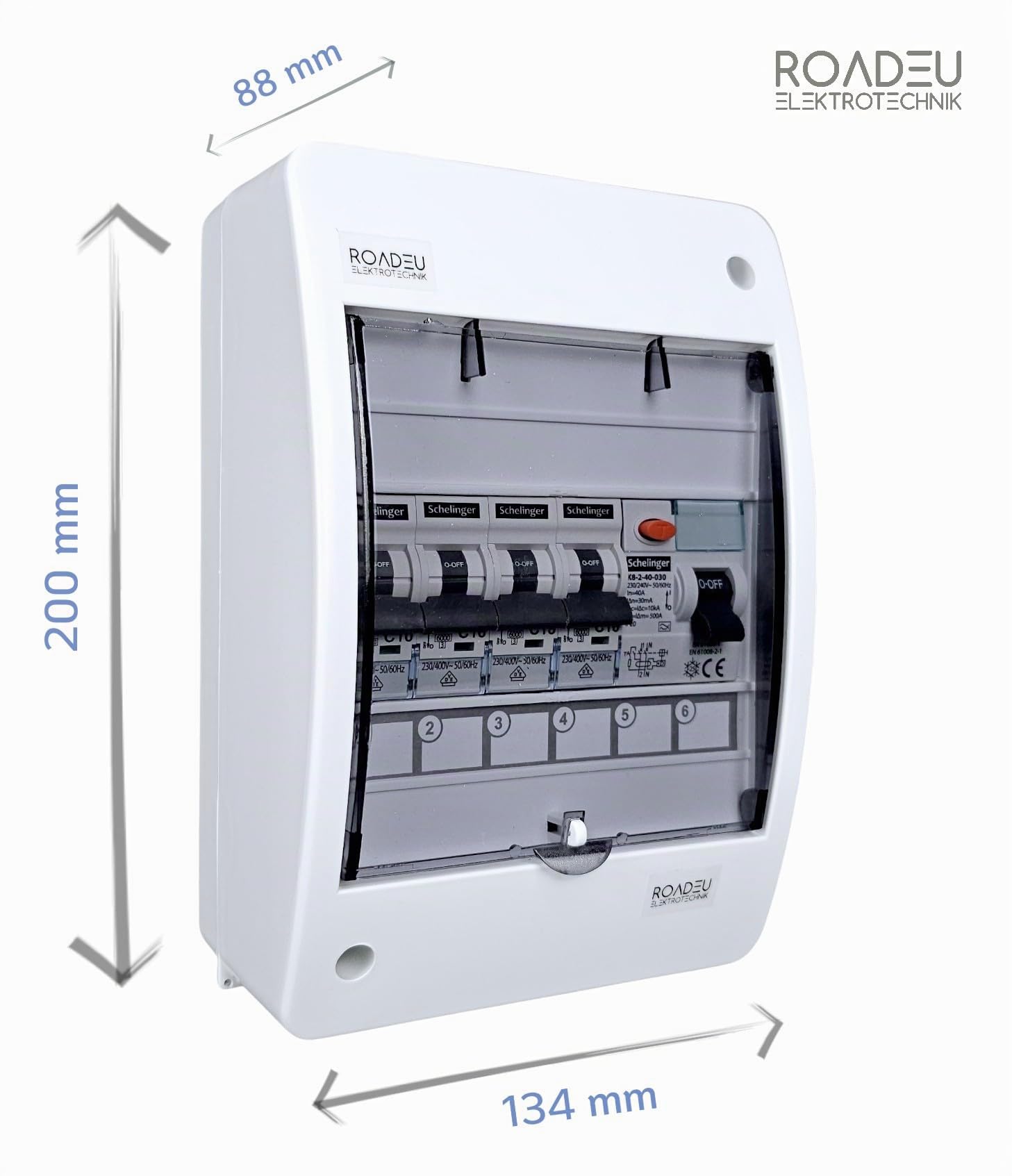 RoadEu - Caja cuadro electrico con interruptor diferencial 40A 2P tipo A/AC y Disyuntor LS 3x B16A, B10A, Caja de fusibles Ideal para talleres, cobertizos o jardines.